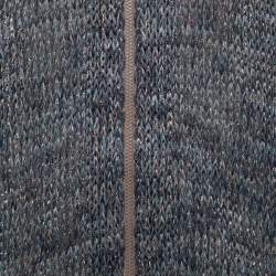 Pre Owned Brunello Cucinelli Blue Lurex Linen Knit Zip Up Cardigan L