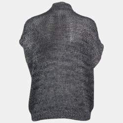 Pre Owned Brunello Cucinelli Blue Lurex Linen Knit Zip Up Cardigan L