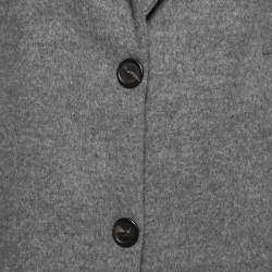 Brunello Cucinelli Grey Wool Single-Breasted Coat S