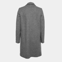 Brunello Cucinelli Grey Wool Single-Breasted Coat S