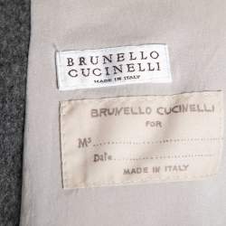 Brunello Cucinelli Grey Wool Single-Breasted Coat S
