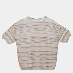 Brunello Cucinelli Beige Lurex Cotton Knit Top XL