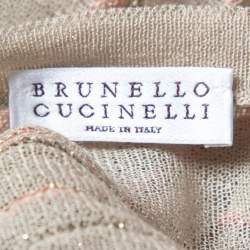 Brunello Cucinelli Beige Lurex Cotton Knit Top XL