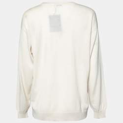 Brunello Cucinelli Light Cream Wool & Cashmere Round Neck Sweater L