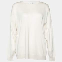 Brunello Cucinelli Light Cream Wool & Cashmere Round Neck Sweater L