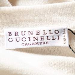 Brunello Cucinelli Light Cream Wool & Cashmere Round Neck Sweater L
