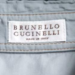 Pre Owned Brunello Cucinelli Grey Cotton Belted Midi Shirt Dress S