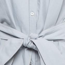 Pre Owned Brunello Cucinelli Grey Cotton Belted Midi Shirt Dress S