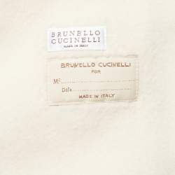 Pre Owned Brunello Cucinelli Cream Striped Wool & Cashmere Felt Coat M