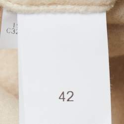 Pre Owned Brunello Cucinelli Cream Striped Wool & Cashmere Felt Coat M