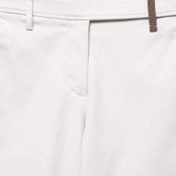 Pre Owned Brunello Cucinelli Off White Cotton Trousers S