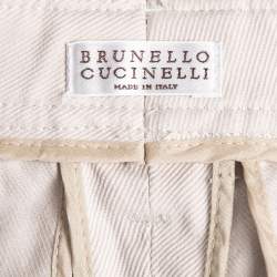Pre Owned Brunello Cucinelli Off White Cotton Trousers S