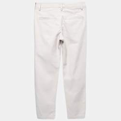 Pre Owned Brunello Cucinelli Off White Cotton Trousers S
