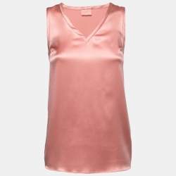 Brunello Cucinelli Pink Silk V-Neck Tank Top XXS