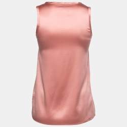 Brunello Cucinelli Pink Silk V-Neck Tank Top XXS