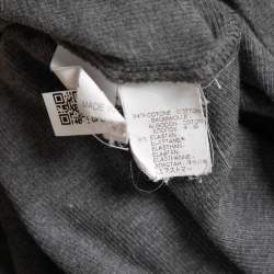 Pre Owned Brunello Cucinelli Grey Cotton Knit V-Neck Half Sleeve T-Shirt S