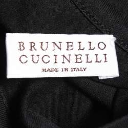 Pre Owned Brunello Cucinelli Black Cotton Beaded Trim Detail T-Shirt M