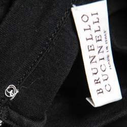 Pre Owned Brunello Cucinelli Black Cotton Beaded Trim Detail T-Shirt M