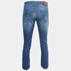 Pre Owned Brunello Cucinelli Blue Washed Denim Traditional Fit Jeans L Waist 32"