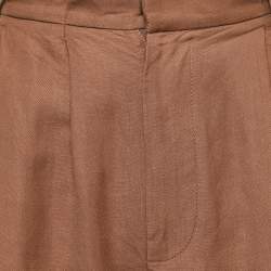 Pre Owned Brunello Cucinelli Brown Linen Blend Pleat Detailed Bermuda Shorts M