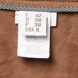 Pre Owned Brunello Cucinelli Brown Linen Blend Pleat Detailed Bermuda Shorts M