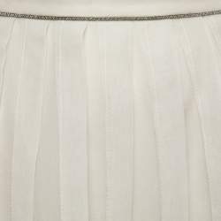 Brunello Cucinelli Beige Silk Pleated Midi Skirt M