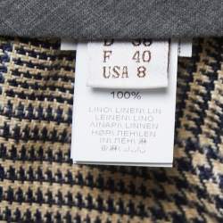 Pre Owned Brunello Cucinelli  Beige/Blue Checked Linen Wide Leg Pants M