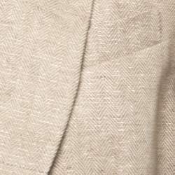 Brunello Cucinelli Beige Metallic Linen Open Cropped Blazer M