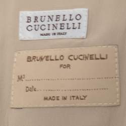 Brunello Cucinelli Beige Metallic Linen Open Cropped Blazer M