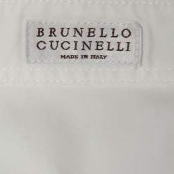 Pre Owned Brunello Cucinelli White Cotton Button Front Shirt S