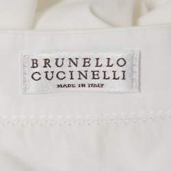 Pre Owned Brunello Cucinelli White Cotton Embellished Tunic Dress XS