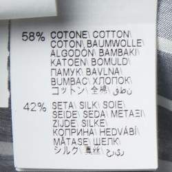 Pre Owned Brunello Cucinelli Grey Striped Cotton & Silk Monili Detail Cut Shoulder Top XS