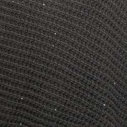 Pre Owned Brunello Cucinelli Grey Sequined Cashmere Asymmetrical Knit Top M