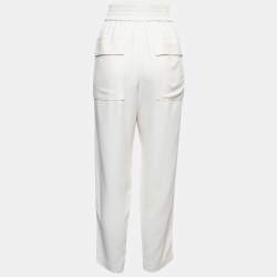Brunello Cucinelli White Crepe High Waist Tailored Pants M