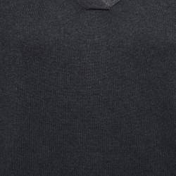 Pre Owned Brunello Cucinelli Charcoal Grey Cashmere Bead Embellished Sweater M