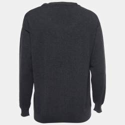 Pre Owned Brunello Cucinelli Charcoal Grey Cashmere Bead Embellished Sweater M