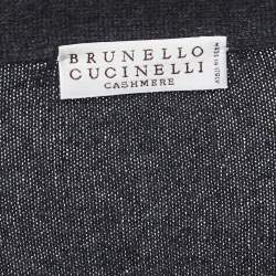 Pre Owned Brunello Cucinelli Charcoal Grey Cashmere Bead Embellished Sweater M