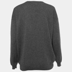 Pre Owned Brunello Cucinelli Charcoal Grey Cashmere V-Neck Sweater L