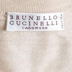 Pre Owned Brunello Cucinelli Beige Cashmere & Silk Deep V-Neck Layering Sweater XL