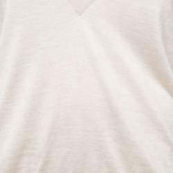Pre Owned Brunello Cucinelli Beige Cashmere & Silk Deep V-Neck Layering Sweater XL