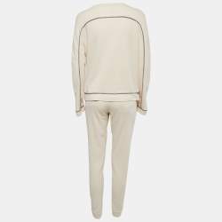 Brunello Cucinelli Cream Stretch Cotton Top & Joggers Set M