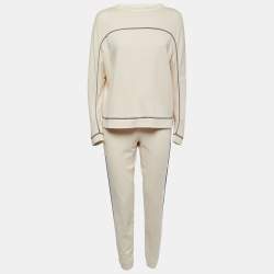Brunello Cucinelli Cream Stretch Cotton Top & Joggers Set M