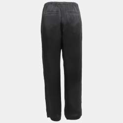 Pre Owned Brunello Cucinelli Black Satin Side Stripe Detail Trousers S