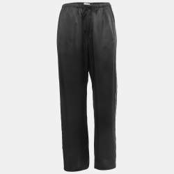 Pre Owned Brunello Cucinelli Black Satin Side Stripe Detail Trousers S