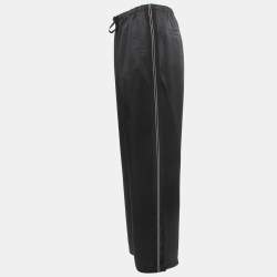 Pre Owned Brunello Cucinelli Black Satin Side Stripe Detail Trousers S