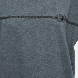 Pre Owned Brunello Cucinelli Grey Logo Embroidered Cotton Sleeveless Short Dress XXL