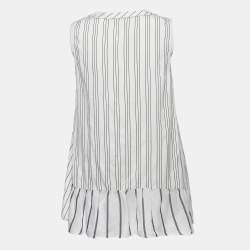 Brunello Cucinelli Off White Striped Sleeveless A-Line Blouse M
