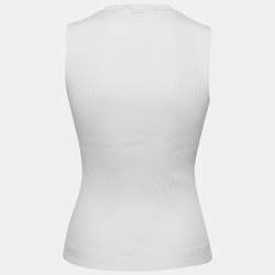 Pre Owned Brunello Cucinelli White Rib-Knit Tank Top L