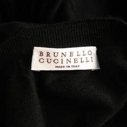 Pre Owned Brunello Cucinelli Black Cotton Knit V-Neck Jumper XL