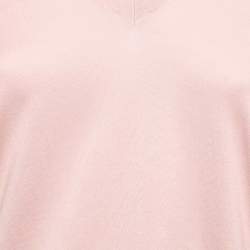 Pre Owned Brunello Cucinelli Pink Cotton Knit V-Neck Jumper XL